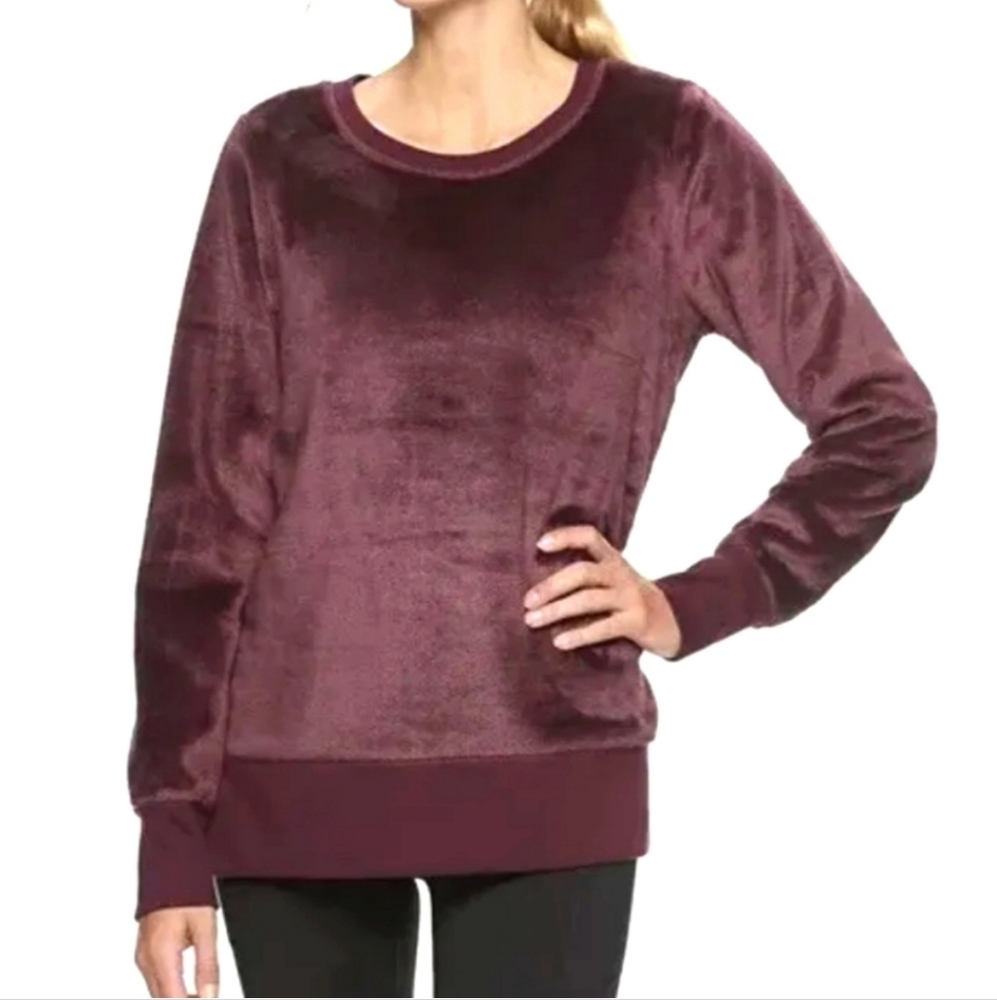 GAIAM Purple Maroon Long Sleeve Cozy Crew Neck Pullover Fleece Sweatshirt Medium